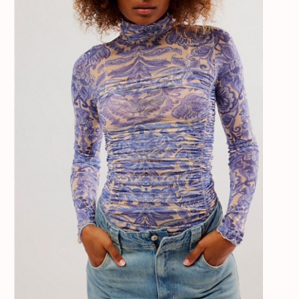 Free People printed mesh body suit